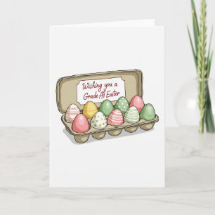 Tarjeta de huevos decorados de primavera