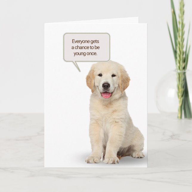 Tarjeta de humor de cumpleaños de Golden Retriever (Anverso)