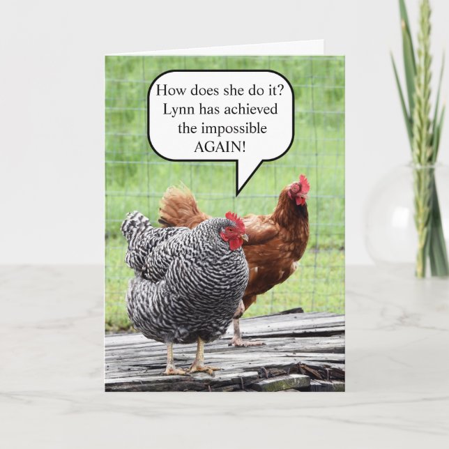 Tarjeta de humor de cumpleaños Dos gallinas felice (Anverso)