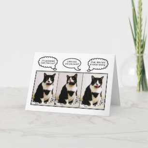 Tarjeta de humor de cumpleaños para gato de Tuxedo