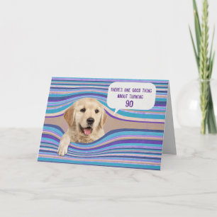 Tarjeta de humor de los 90 años del Golden Retriev