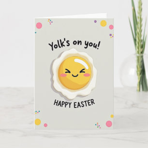 Tarjeta de humor de Pascua con yema feliz