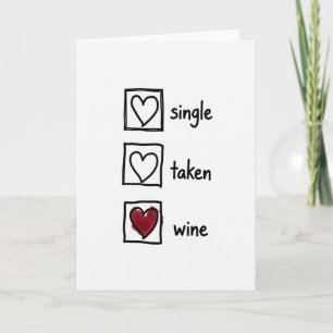 Tarjeta de humor de vino para solteros