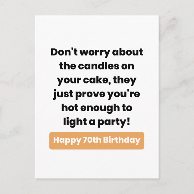 Tarjeta de humor para el 70 cumpleaños (Anverso)