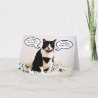 Tarjeta de humor para Navidades gatos de Tuxedo