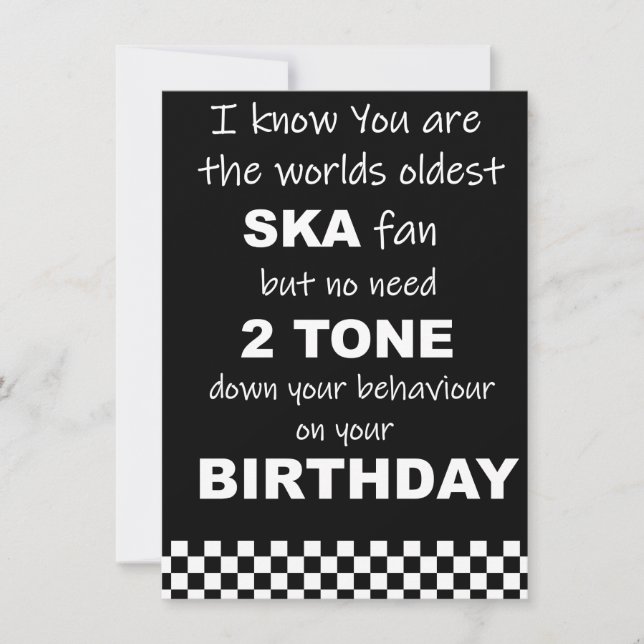 Tarjeta de humor SKA Birday (Anverso)