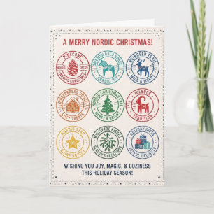 Tarjeta de icono de Navidad nórdica alegre