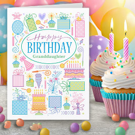 Tarjeta de iconos de cumpleaños Bright Pastel