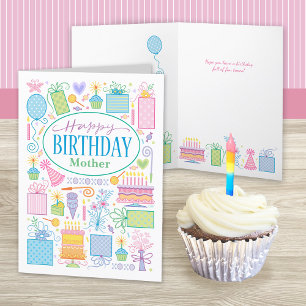 Tarjeta de iconos de cumpleaños para madres