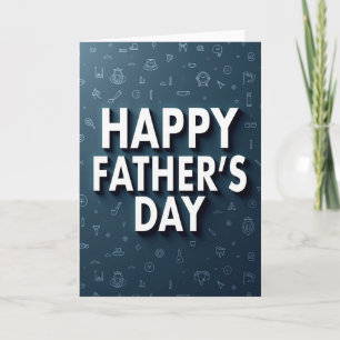 Tarjeta de íconos del Día del Padre en cian