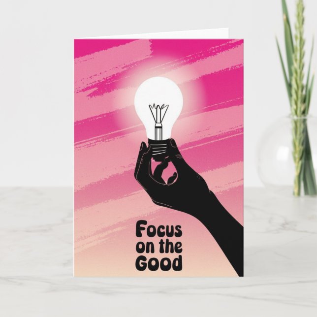 Tarjeta de idea de bombilla de luz rosa vibrante E (Anverso)