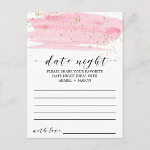 Tarjeta de Idea de la Noche Watercolor Rubor Pink 