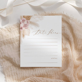 Tarjeta de ideas Boho Pampas Grass Bridal Date Nig