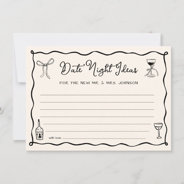 Tarjeta de ideas de noche con Boda de mano negra d (Anverso)