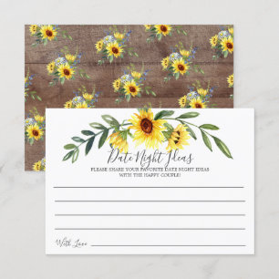 Tarjeta de ideas de noche rustica de girasol amari