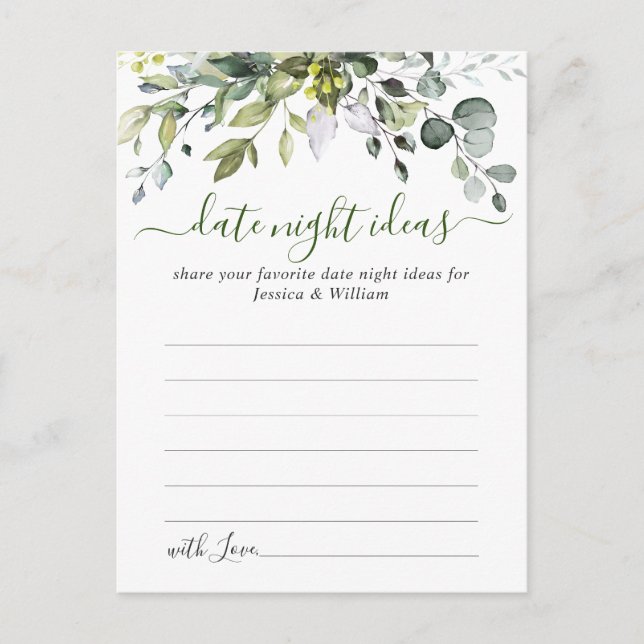 Tarjeta de ideas Eucalyptus Bridal Shower Date Nig (Anverso)