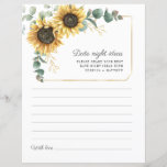 Tarjeta de Ideas Noche Verde del Eucalipto del gir<br><div class="desc">Boda floral floral de la noche del domingo de presupuesto tarjetas de ideas de la noche. Crea una moderna tarjeta de ideas de la noche con la flor floral floral de girasol con esta bonita plantilla con un bonito ramo rústico floral y una moderna tipografía simple. CONSEJO: En la colección...</div>