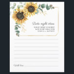 Tarjeta de Ideas Noche Verde del Eucalipto del gir<br><div class="desc">Boda floral floral de la noche del domingo de presupuesto tarjetas de ideas de la noche. Crea una moderna tarjeta de ideas de la noche con la flor floral floral de girasol con esta bonita plantilla con un bonito ramo rústico floral y una moderna tipografía simple. CONSEJO: En la colección...</div>