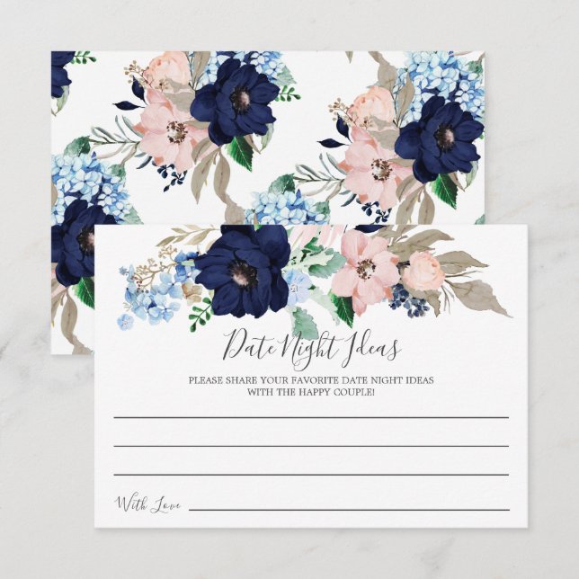 Tarjeta de Ideas Nocturnas Navy y Rubor (Anverso / Reverso)