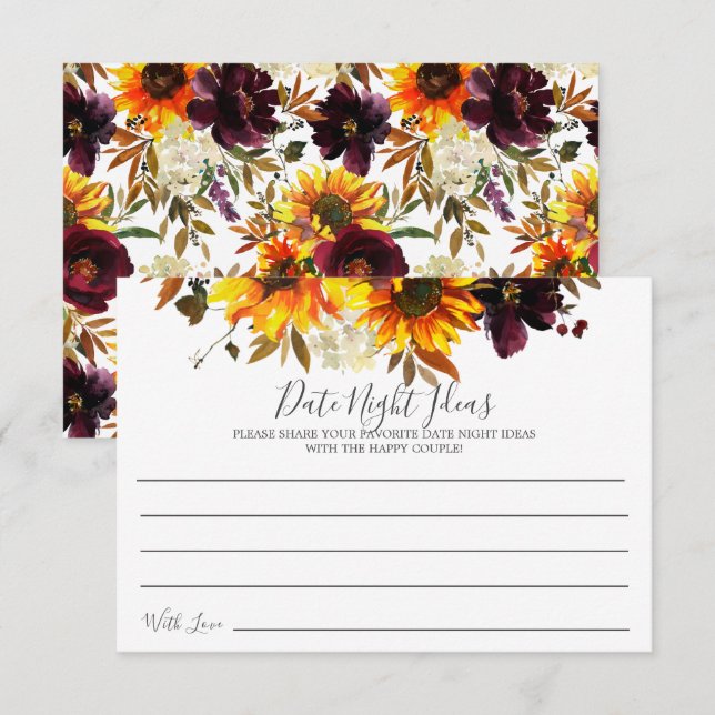 Tarjeta de Ideas Nocturnas Sunflower Bouquet Flora (Anverso / Reverso)