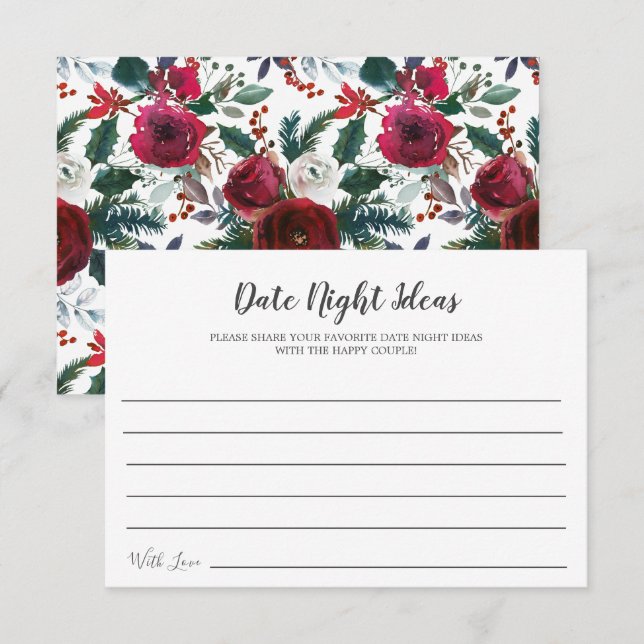 Tarjeta de ideas para Noche Noche con Floral en Bl (Anverso / Reverso)