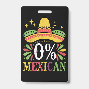 Tarjeta De Identificación 0% Mexicano Cero Por Ciento Divertido Cinco De May