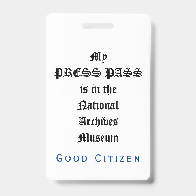 Tarjeta De Identificación 1.ª auditoría de enmienda - Mi pase de prensa (Anverso)