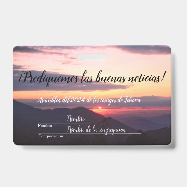 Tarjeta De Identificación 2024 JW asamblea TJ personaliza (Anverso)