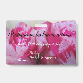 Tarjeta De Identificación 2024 JW asamblea TJ rosas personaliza