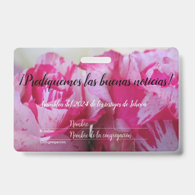 Tarjeta De Identificación 2024 JW asamblea TJ rosas personaliza (Anverso)