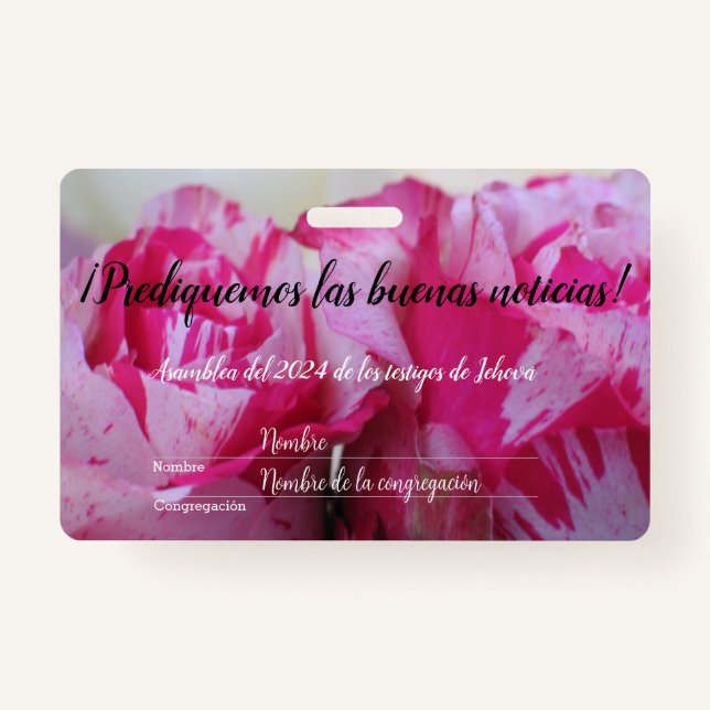 Tarjeta De Identificación 2024 JW asamblea TJ rosas personaliza (Anverso)