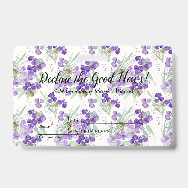 Tarjeta De Identificación 2024 JW convention Hydrangeas  (Parte frontal)