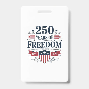 Tarjeta De Identificación 250 Años De Libertad 1776 2026 250º 4 De Julio