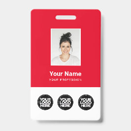Tarjeta De Identificación 3 Logotipos Múltiples Foto de Empleado, Código de 