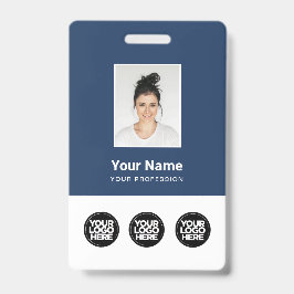 Tarjeta De Identificación 3 Logotipos Múltiples Foto de Empleado, Código de 