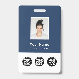 Tarjeta De Identificación 3 Logotipos Múltiples Foto de Empleado, Código de