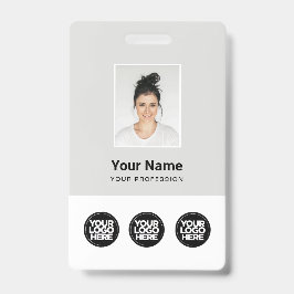 Tarjeta De Identificación 3 Logotipos Múltiples Foto del Empleado, Código de