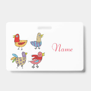 Tarjeta De Identificación 4 Pájaros Divertidos Thunder_Cove