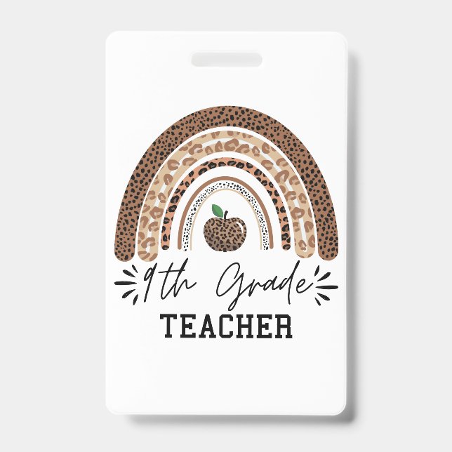 Tarjeta De Identificación 9th grade teacher leopard rainbow Thanksgiving day (Parte frontal)