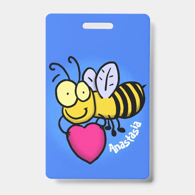 Tarjeta De Identificación Abeja graciosa y linda con ilustracion personaliza (Parte frontal)