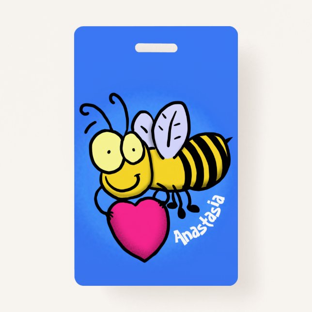 Tarjeta De Identificación Abeja graciosa y linda con ilustracion personaliza (Anverso)