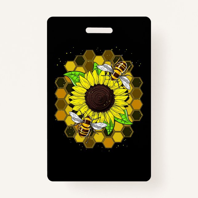 Tarjeta De Identificación Abejas de girasol hippie (Anverso)