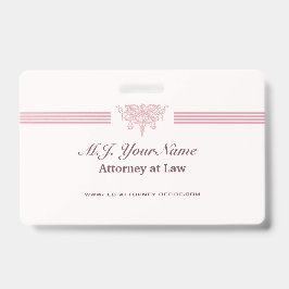 Tarjeta De Identificación Abogada de lujo, logo rosa de Justicia