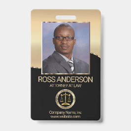 Tarjeta De Identificación Abogado en negro y dorado