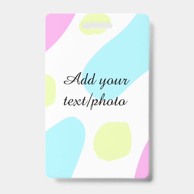 Tarjeta De Identificación Abstract geometric shapes pastel add name photo ba (Front)