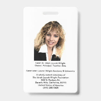 Tarjeta De Identificación Academia y Universidad Saint Ishah Laurah Wright