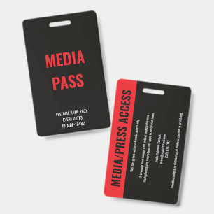Tarjeta De Identificación Acceso a Prensa de Medios Rojos Personalizados Fes