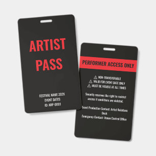 Tarjeta De Identificación Acceso de artista intérprete personalizado ID de c