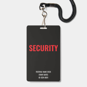 Tarjeta De Identificación Acceso de Seguridad Personalizado Festival de Conc