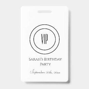 Tarjeta De Identificación Acceso VIP para la fiesta de cumpleaños de White